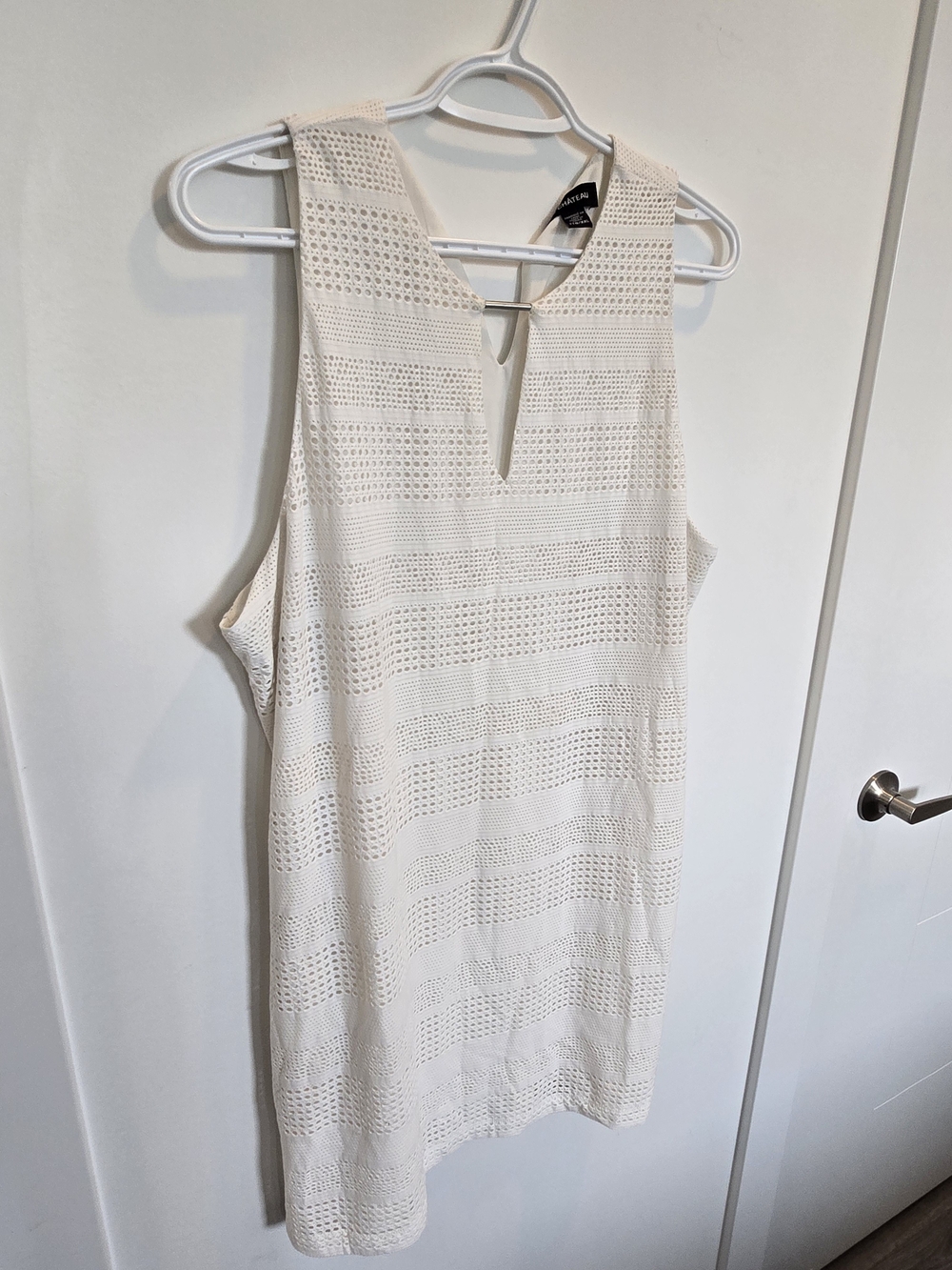 Cream Eyelet Knit Sleeveless Dress